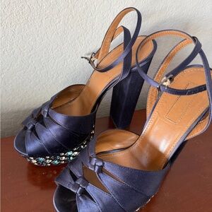 Aquazzura Black Satin Platform Heels